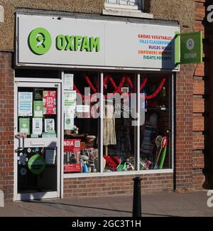 BILLERICAY, UNITED KINGDOM - Jun 13, 2021: The charity Oxfam shop in Billericay High Street, Essex Stock Photo