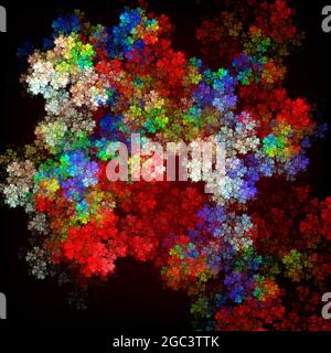 Abstract digital illustration of colorful blots on black background for creative design Stock Photo