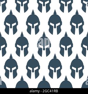 Seamless pattern of a silhouette ancient spartan helmet Stock Vector