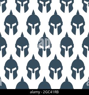 Seamless pattern of a silhouette ancient spartan helmet Stock Vector