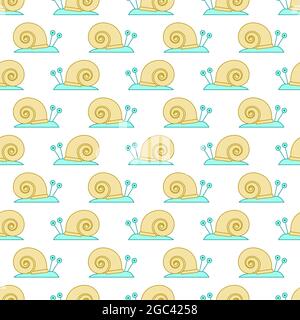 Seamless pattern of a cartoon snail Stock Vector