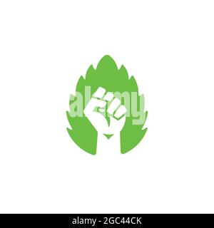 Green Revolution Eco Fist Symbol. Web Icon Logo Template Design Element. Stock Vector