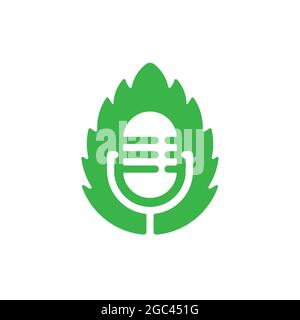 Environmental Podcast Microphone Icon. Web Symbol Logo Template Design Element. Stock Vector