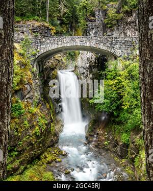 Christine Falls in the Mount Rainier National PArk, Washington Stock Photo