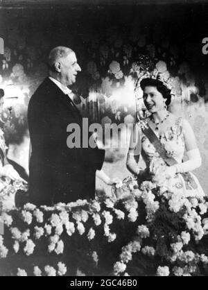 QUEEN ELIZABETH II WITH FRENCH PRESIDENT CHARLES DE GAULLE