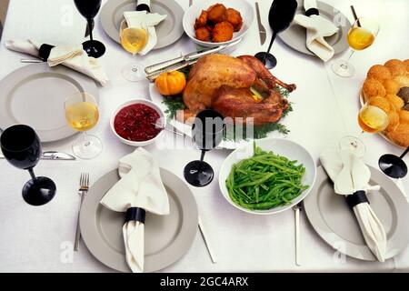 A classy Thanksgiving feast Stock Photo
