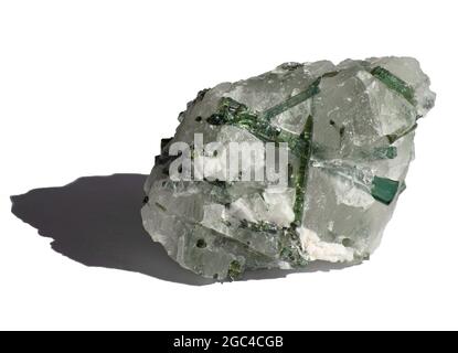 Raw Green Tourmaline in matrix - natural stone Stock Photo