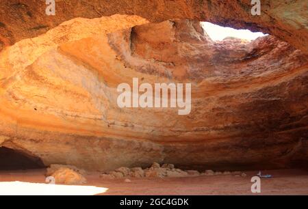 Algar de Benagil, dommed coastal cave hidden in sunny Algarve, southern Portugal Stock Photo