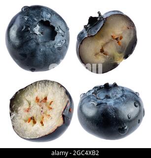 collection of blueberries isolated on a white background. Stock Photo