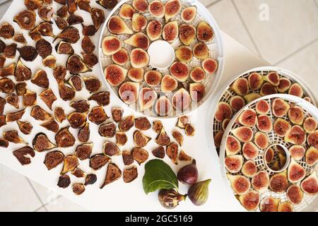 Dried and fresh figs laid out beautifully on the table Stock Photo