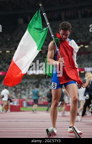Tokyo, Japan. 07th Aug, 2021. 6th August 2021; Olympic Stadium, Tokyo, Japan: Tokyo 2020 Olympic summer games day 14; Italy win the 4 x 00m relay Credit: Action Plus Sports Images/Alamy Live News Stock Photo