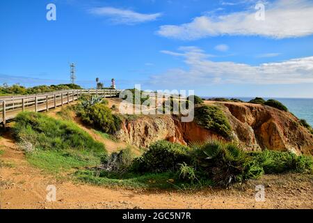 Lighthouse on the coast in Algarve, Portugal Stock Photo