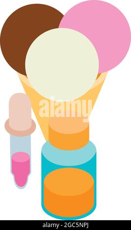 Homemade ice cream icon isometric vector. Ice cream ball in waffle cone. Cold dessert, summer treat Stock Vector