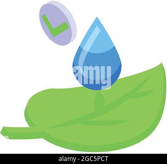 Eco water leaf icon isometric vector. Aqua drop. Rain leaf splash Stock Vector