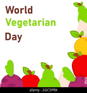 world vegan day, healthy food background design template Stock Photo