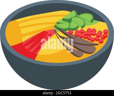 Korea food bowl icon isometric vector. Korean dinner. Top dish Stock Vector