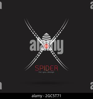 Vector of spider design on black background. Insect. Animal. Spider Icon. Easy editable layered vector illustration. Wild Animals. Stock Vector