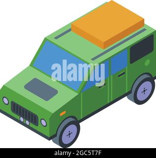 Green safari jeep icon isometric vector. Car 4x4. Off road vehicle Stock Vector