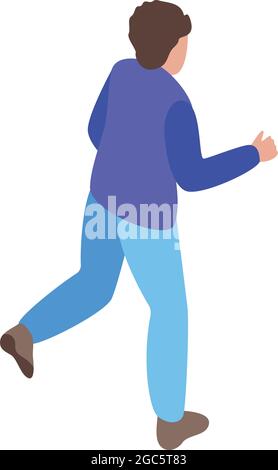 Running evacuation icon isometric vector. Exit fire. Door escape Stock Vector