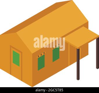 Safari house icon isometric vector. African hut. Village landscape Stock Vector
