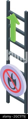 Evacuation ladder icon isometric vector. Fire exit. Emergency escape Stock Vector