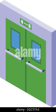 Evacuation doors icon isometric vector. Exit door. Emergency sign Stock Vector