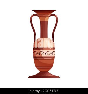 Antique Greek vase with decoration. Ancient traditional clay jar or pot for wine. Stock Vector