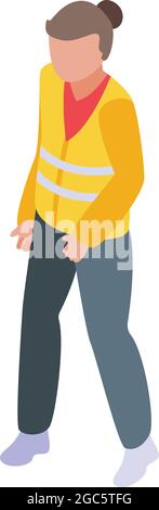 Woman evacuation icon isometric vector. Office fire. Accident disaster Stock Vector
