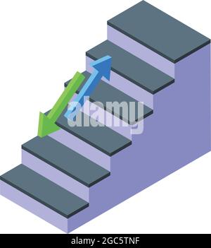 Evacuation stairs icon isometric vector. Emergency exit. Fire down Stock Vector