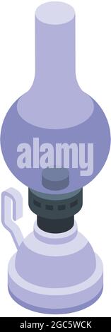 Handle kerosene lamp icon isometric vector. Old lantern. Oil fire flame Stock Vector