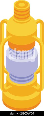 Kerosene lamp icon isometric vector. Old lantern. Fire flame Stock Vector