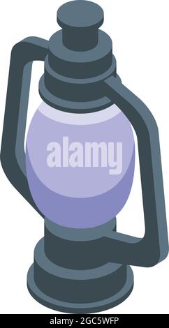 Camping kerosene lantern icon isometric vector. Old lamp. Camp flame Stock Vector