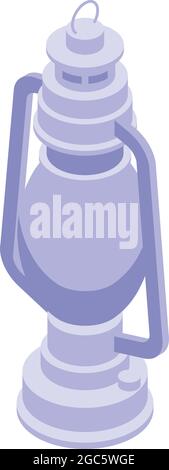 Camp lamp icon isometric vector. Kerosene lantern. Gas flame Stock Vector