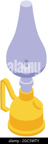 Gas lamp icon isometric vector. Kerosene lantern. Camp fire flame Stock Vector