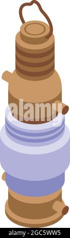 Oil candle icon isometric vector. Kerosene lamp. Old lantern Stock Vector