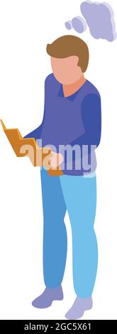 Boy jet lag icon isometric vector. Flight travel. Clock jetlag Stock Vector