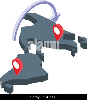 Continent jet lag icon isometric vector. Flight time. Clock duration Stock Vector