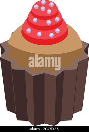 Cupcake icon isometric vector. Cake cup. Birthday chocolate Stock Vector