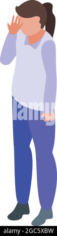 Girl jet lag icon isometric vector. Tired night. Sleep rythm Stock Vector