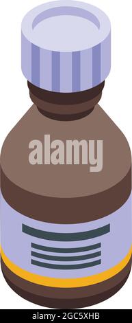 Antidepressant syrup icon isometric vector. Medicine bottle. Spoon dropper Stock Vector