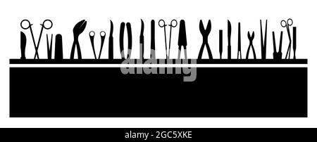 Surgical instruments. Opera medicine. Background illustration. Medicines and services of a cardiologist. Medicinal drugs. Pharmaceuticals. Ambulance Stock Vector