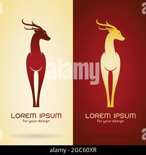Vector image of deer design on mastic background and red background, Logo, Symbol. Easy editable layered vector illustration. Wild Animals. Stock Vector