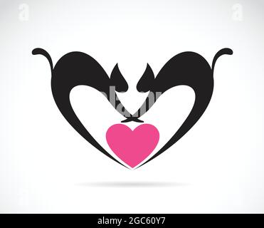 Vector image of cat on a heart shape. Easy editable layered vector illustration. Wild Animals. Stock Vector