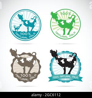 Set of vector an dairy cows label on white background. Easy editable layered vector illustration.Animals. Stock Vector