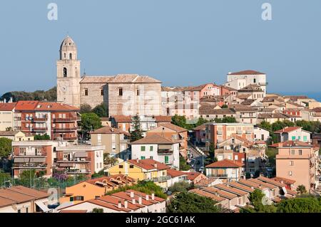 View of Sirolo village with St Nicholas of Bari Church, Marche, Italy Stock Photo