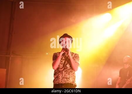 JULY 30, 2021 - GENOA (ITALY): Italian pop band Subsonica plays at Goa-Boa Festival in Genoa. Italy Stock Photo