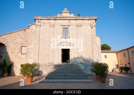 St. Peter Abbey (475 metres /1558 feet above sea level) in Conero Regional Park, Sirolo, Marche, Italy Stock Photo