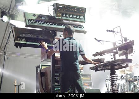 JULY 30, 2021 - GENOA (ITALY): Italian pop band Subsonica plays at Goa-Boa Festival in Genoa. Italy Stock Photo