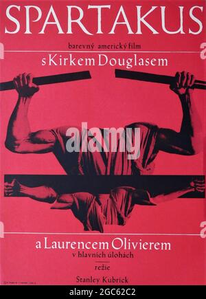 Original Release Czechoslovakian Poster from 1966 for KIRK DOUGLAS and LAURENCE OLIVIER in SPARTACUS 1960 director STANLEY KUBRICK novel Howard Fast screenplay Dalton Trumbo executive producer Kirk Douglas Bryna Productions / Universal Pictures Stock Photo