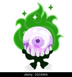 Scrying crystal ball. Magic crystal ball for divination. Vector halloween clipart illustration in flat cartoon style isolated on white background. Stock Vector